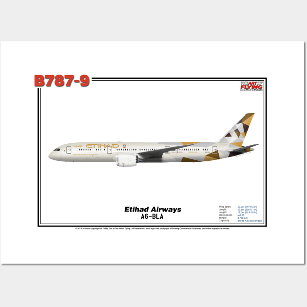 Boeing B787-9 - Etihad Airways (Art Print) Wall Art by TheArtofFlying